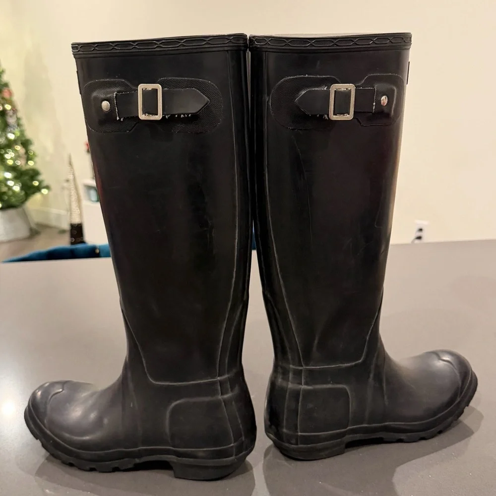 Hunter Original Black Tall Rain Boots Calf-High‎ Women’s US 6 Men's 5